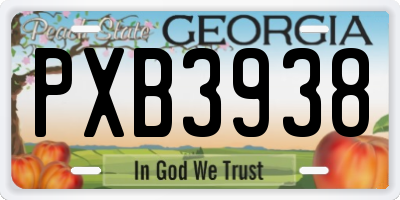 GA license plate PXB3938