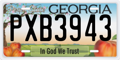 GA license plate PXB3943