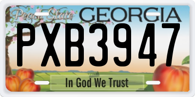 GA license plate PXB3947