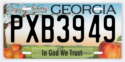GA license plate PXB3949