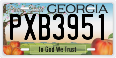GA license plate PXB3951
