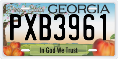 GA license plate PXB3961