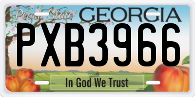 GA license plate PXB3966