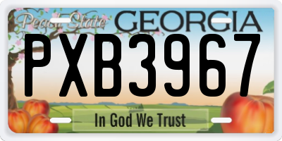 GA license plate PXB3967
