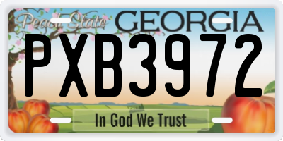 GA license plate PXB3972