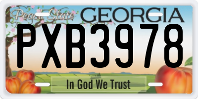 GA license plate PXB3978