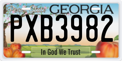 GA license plate PXB3982