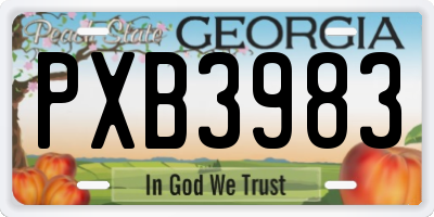 GA license plate PXB3983