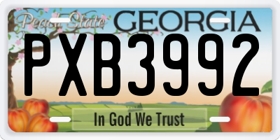 GA license plate PXB3992