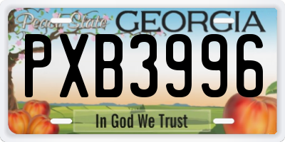 GA license plate PXB3996