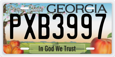 GA license plate PXB3997
