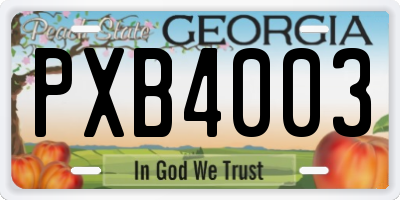 GA license plate PXB4003
