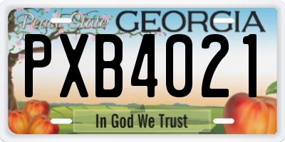 GA license plate PXB4021