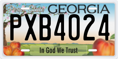 GA license plate PXB4024