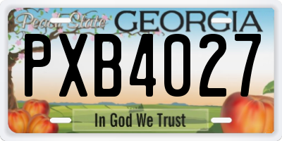 GA license plate PXB4027