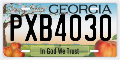 GA license plate PXB4030