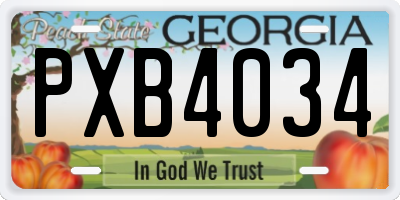 GA license plate PXB4034