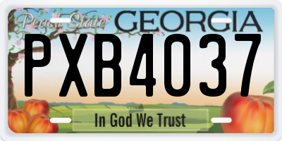 GA license plate PXB4037