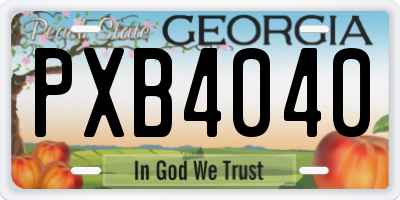 GA license plate PXB4040