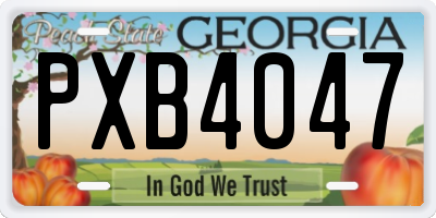 GA license plate PXB4047