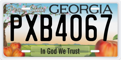 GA license plate PXB4067