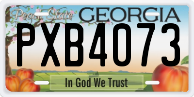 GA license plate PXB4073