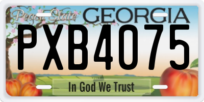 GA license plate PXB4075