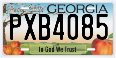 GA license plate PXB4085