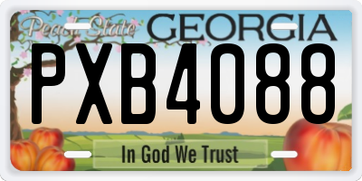 GA license plate PXB4088