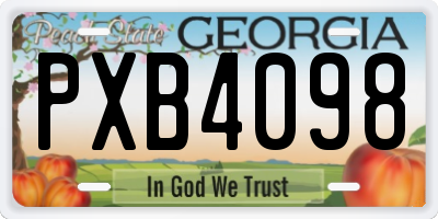 GA license plate PXB4098