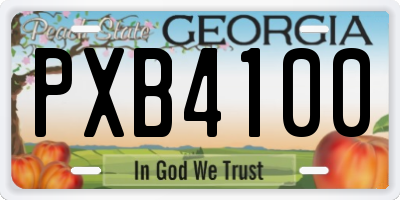 GA license plate PXB4100