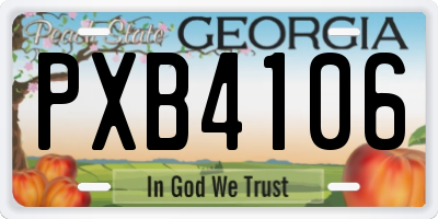 GA license plate PXB4106
