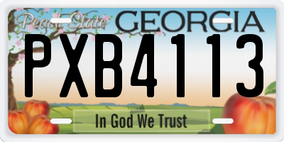 GA license plate PXB4113