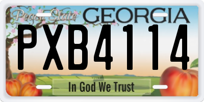 GA license plate PXB4114