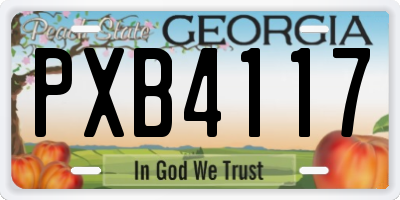 GA license plate PXB4117
