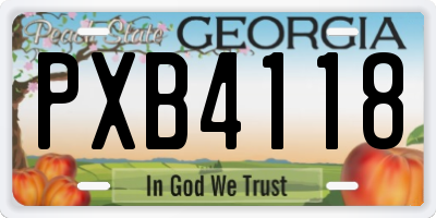 GA license plate PXB4118