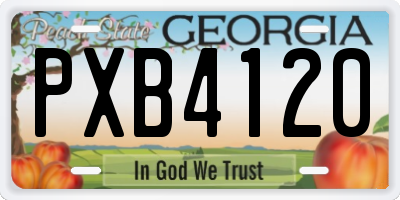 GA license plate PXB4120