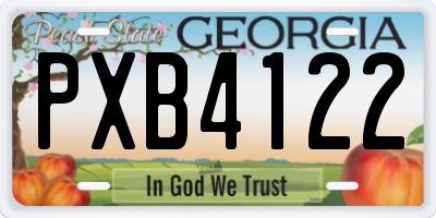 GA license plate PXB4122