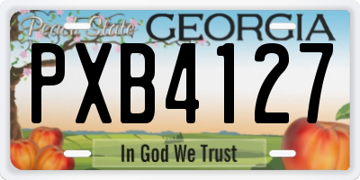 GA license plate PXB4127