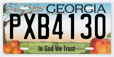 GA license plate PXB4130
