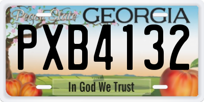 GA license plate PXB4132