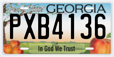GA license plate PXB4136