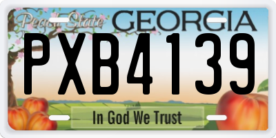 GA license plate PXB4139