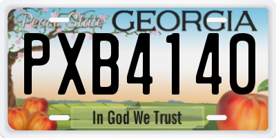 GA license plate PXB4140