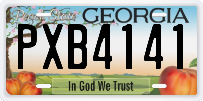 GA license plate PXB4141