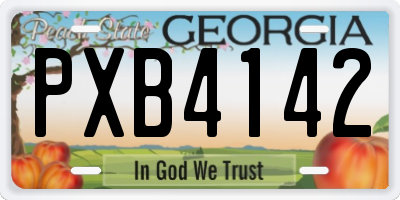 GA license plate PXB4142