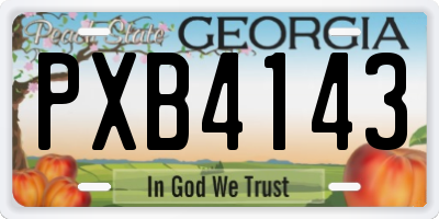 GA license plate PXB4143