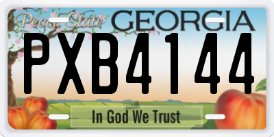 GA license plate PXB4144