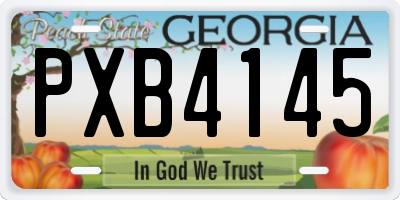 GA license plate PXB4145