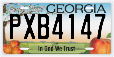 GA license plate PXB4147